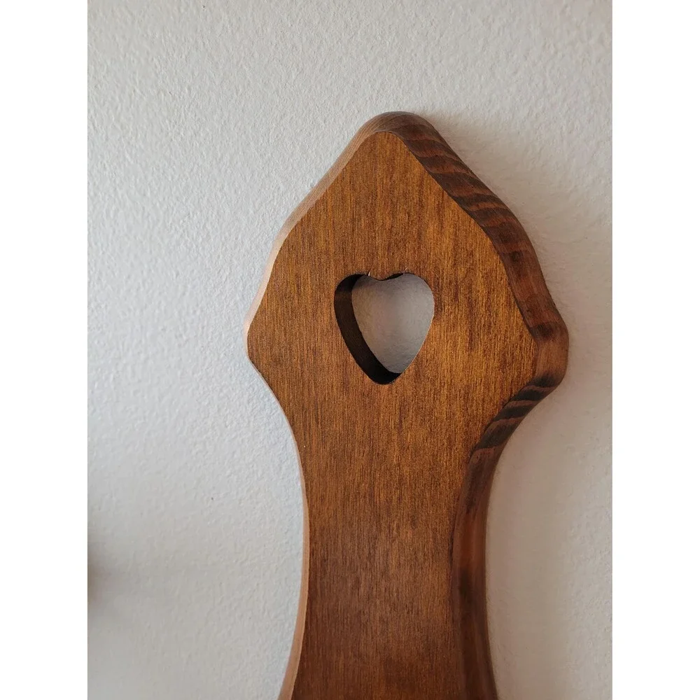 Vintage Heart Wood Wall Candle Sconce Set of 2 1980s